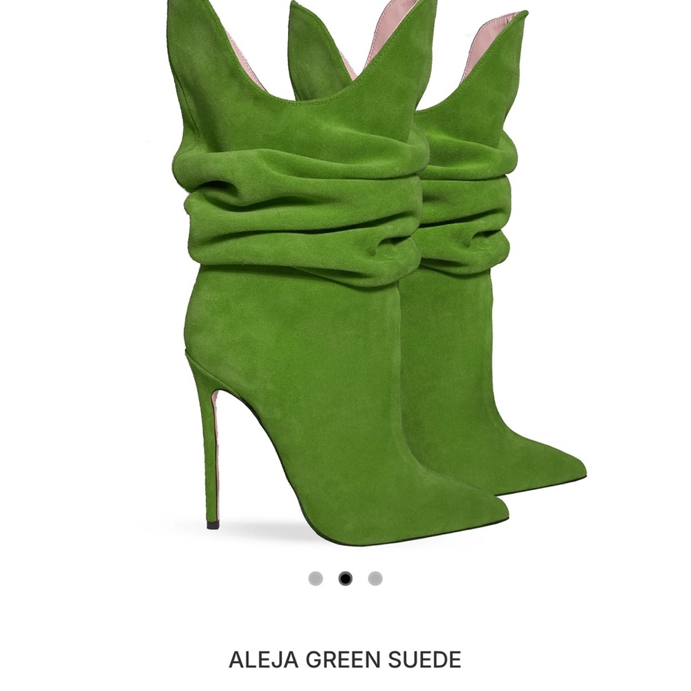 Identita Aleja Green Suede Heeled Slouch Boots